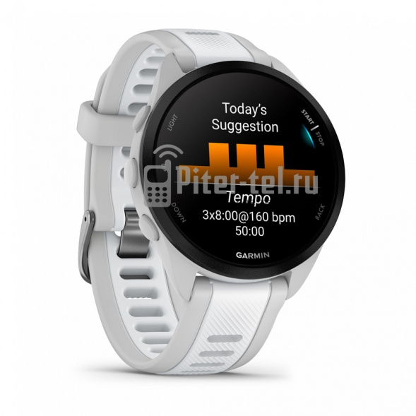 Умные часы Garmin Forerunner 165 Music с белым ремешком