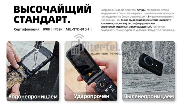 Мобильный телефон AGM M8 Flip Security+ (со станцией)